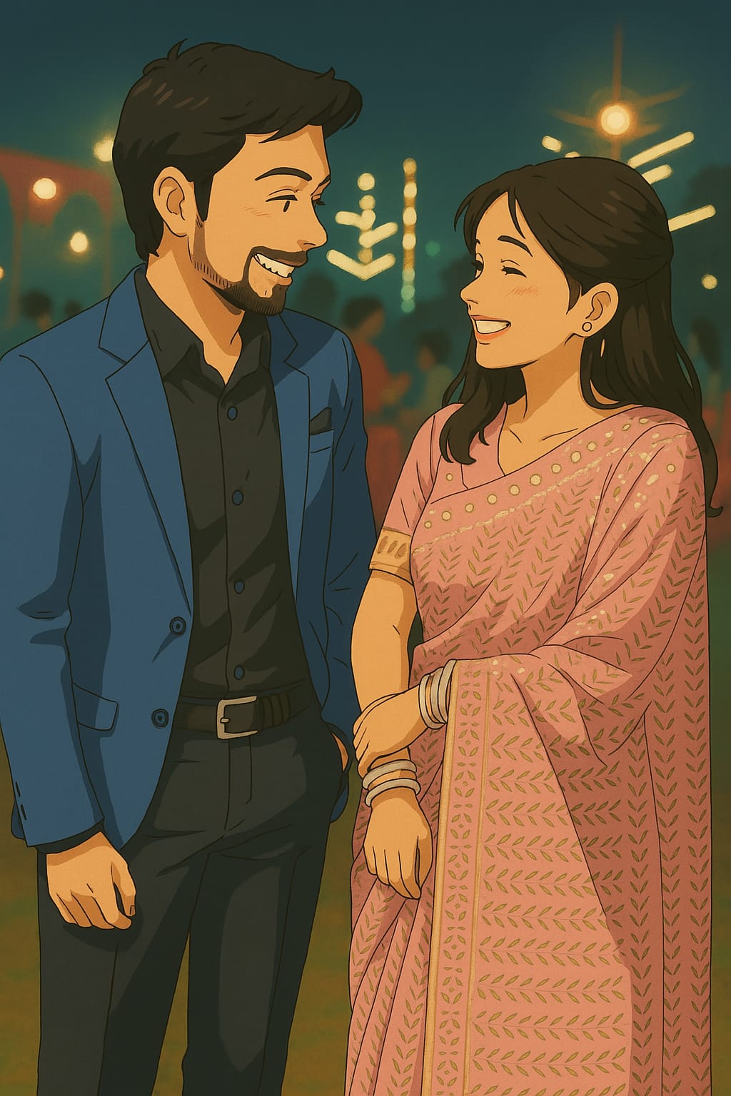 Illustration of the couple at a celebration